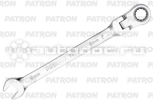 PATRON P-75709F Ключ комбинированный трещоточный с шарниром