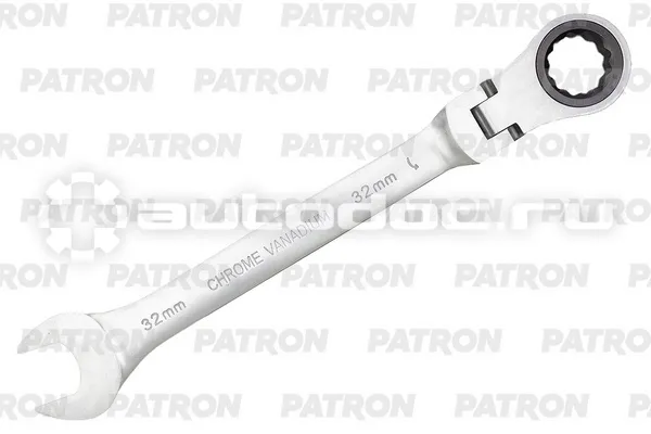PATRON P-75732F Ключ комбинированный трещоточный с шарниром