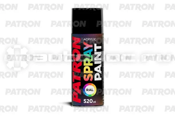 PATRON Краска акриловая - RAL 9005 черная глянцевая, быстросохнущая универсальная