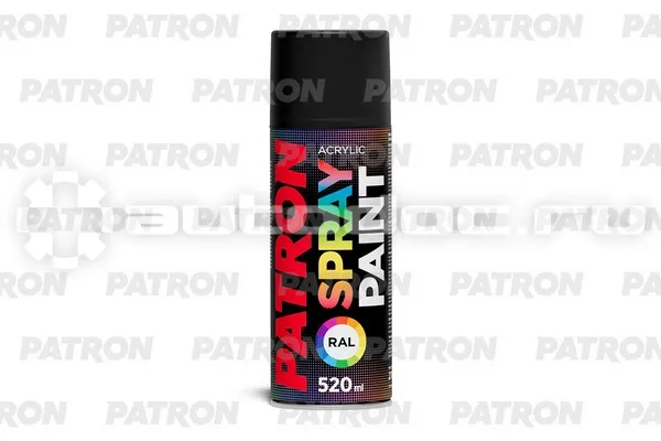 PATRON Краска акриловая - RAL 9005 черная матовая, быстросохнущая универсальная