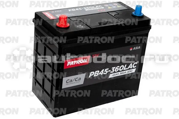 PATRON Аккумулятор ASIA 12V 45AH 360A ETN 1(L+) B24 237x128x200mm B00 11,1kg (тонкие клеммы)