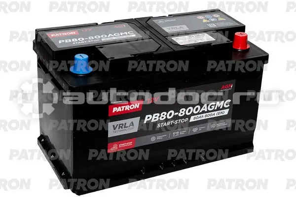 PATRON Аккумулятор AGM 12V 80AH 800A ETN 0(R+) L4 315x175x190mm B13 22,6kg