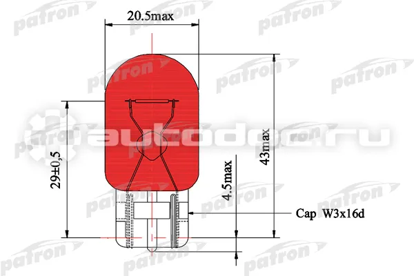 PATRON Лампа накаливания WY21W