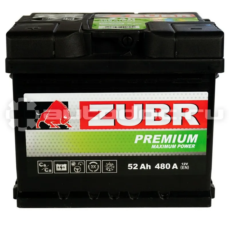 ZUBR Аккумулятор Premium 52Ah L+ (низкий), 207x175x175, 480А