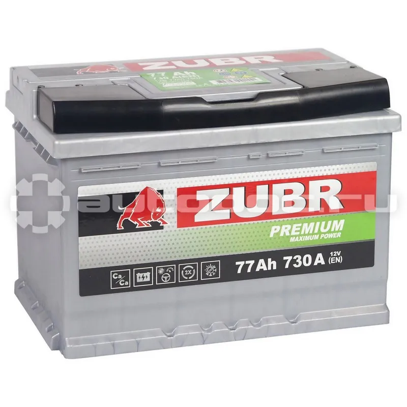 ZUBR Аккумулятор Premium 77Ah R+ (низкий), 278x175x175, 730А