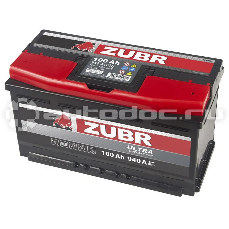 ZUBR Аккумулятор Ultra 100Ah R+, 353x175x190, 940A