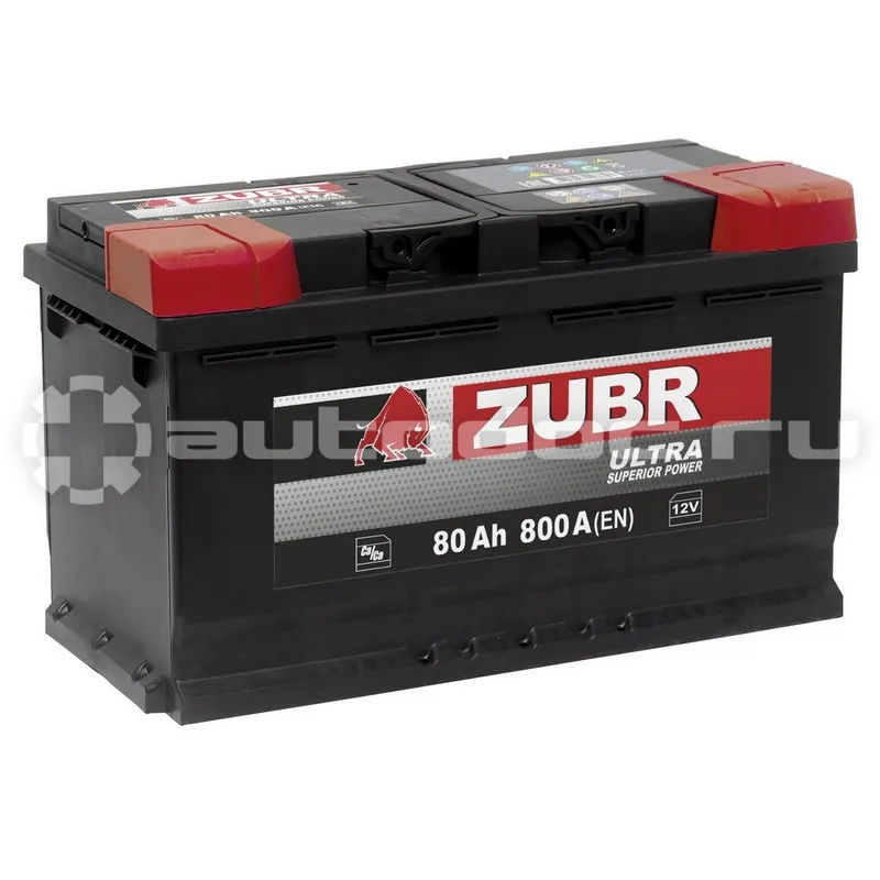 ZUBR Аккумулятор Ultra 80Ah R+, 315x175x190, 800А