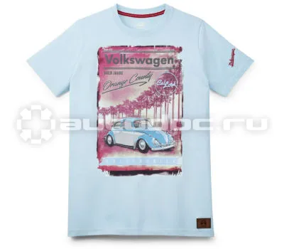 VAG Мужская футболка Volkswagen Classic T-Shirt, Orange County, Mens, Turquoise