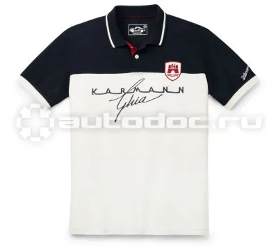 VAG Мужская рубашка-поло Volkswagen Classic Mens Polo Shirt, Karmann Ghia, Beige | Blue