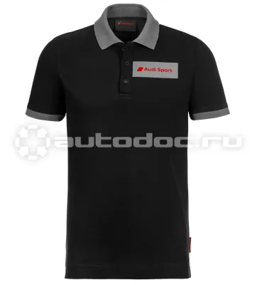 VAG Мужская рубашка-поло Audi Sport Poloshirt, Mens, Black | Grey | Red
