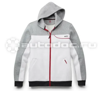 VAG Мужская толстовка с капюшоном Sweat Jacket, GTI, Mens, White | Grey