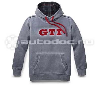 VAG Мужская толстовка с капюшоном Volkswagen Hoodie, GTI, Mens, Grey | Red