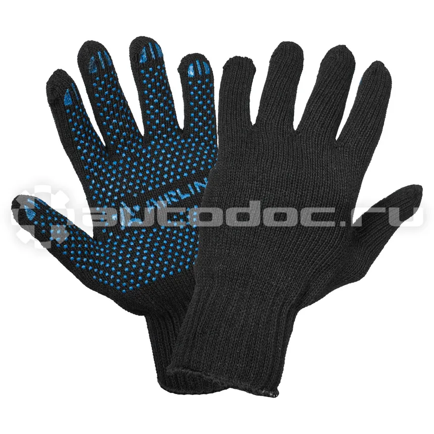 AIRLINE Перчатки трикотажные ПШ с ПВХ покрытием, черные, (5 пар) 7 класс/72г., мод. 701