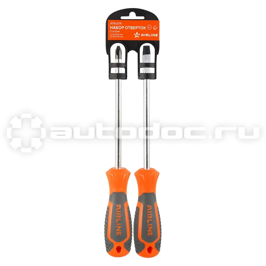 AIRLINE Набор отверток 2 пр. (SL8x150mm, PH3x150mm) пласт.подвес