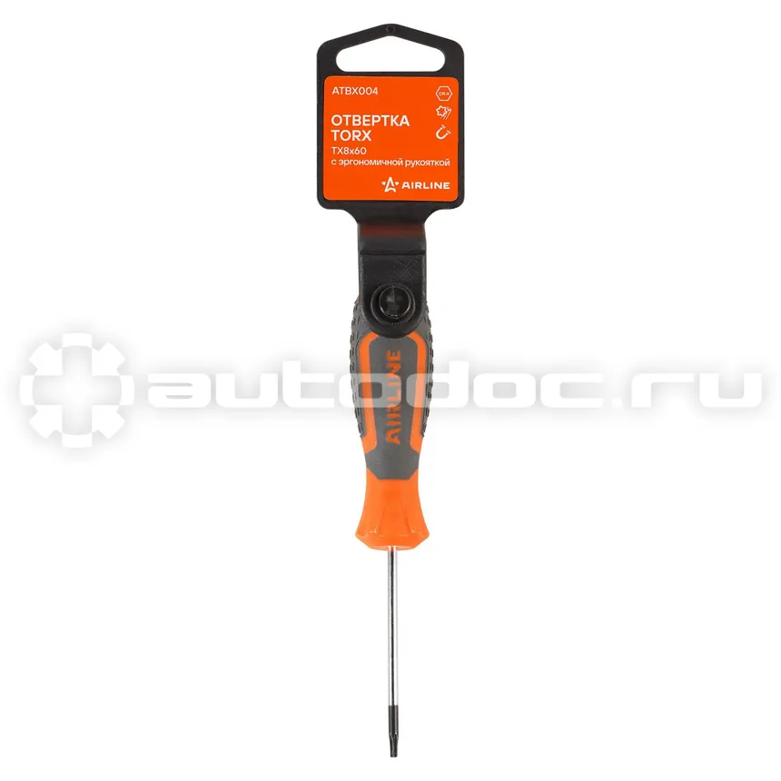 AIRLINE Отвертка TORX TX8x60, магнитный наконечник, пласт.подвес