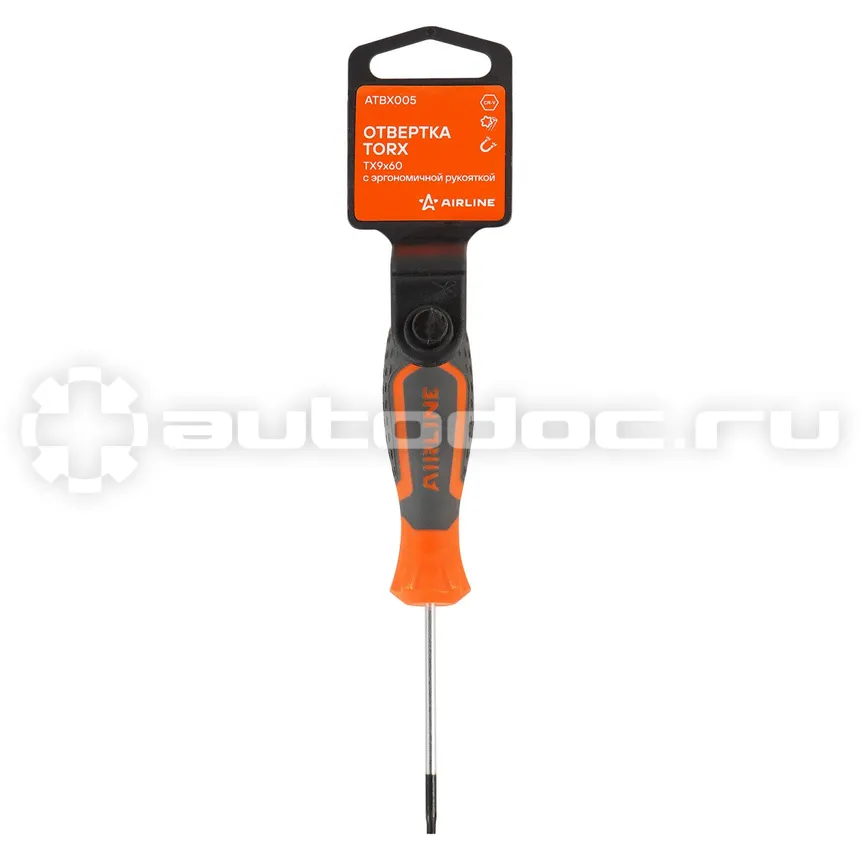 AIRLINE Отвертка TORX TX9x60, магнитный наконечник, пласт.подвес