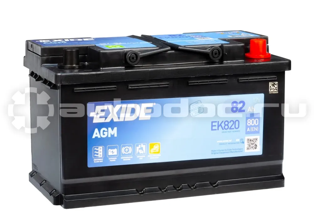 EXIDE Аккумулятор AGM 12V 800 А 82Ah R+