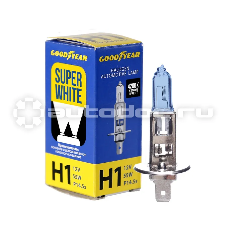 GOODYEAR Лампа галогенная Н1 12V 55W P14,5s Super White