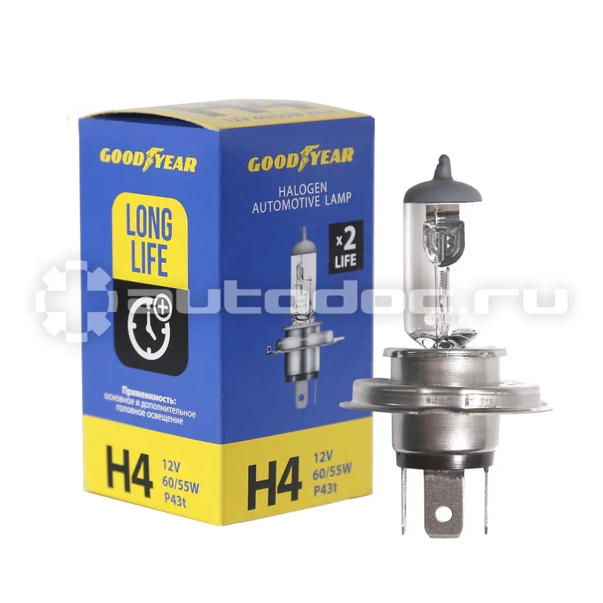 GOODYEAR Лампа галогенная Н4 12V 60 | 55W P43t Long Life