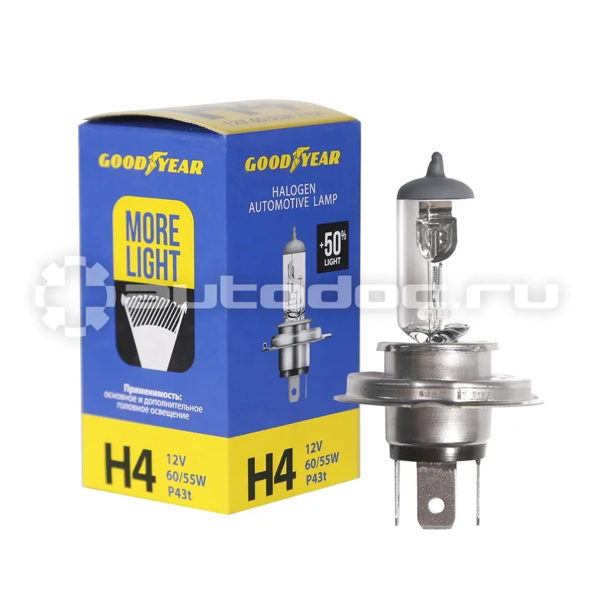 GOODYEAR Лампа галогенная Н4 12V 60 | 55W P43t More Light