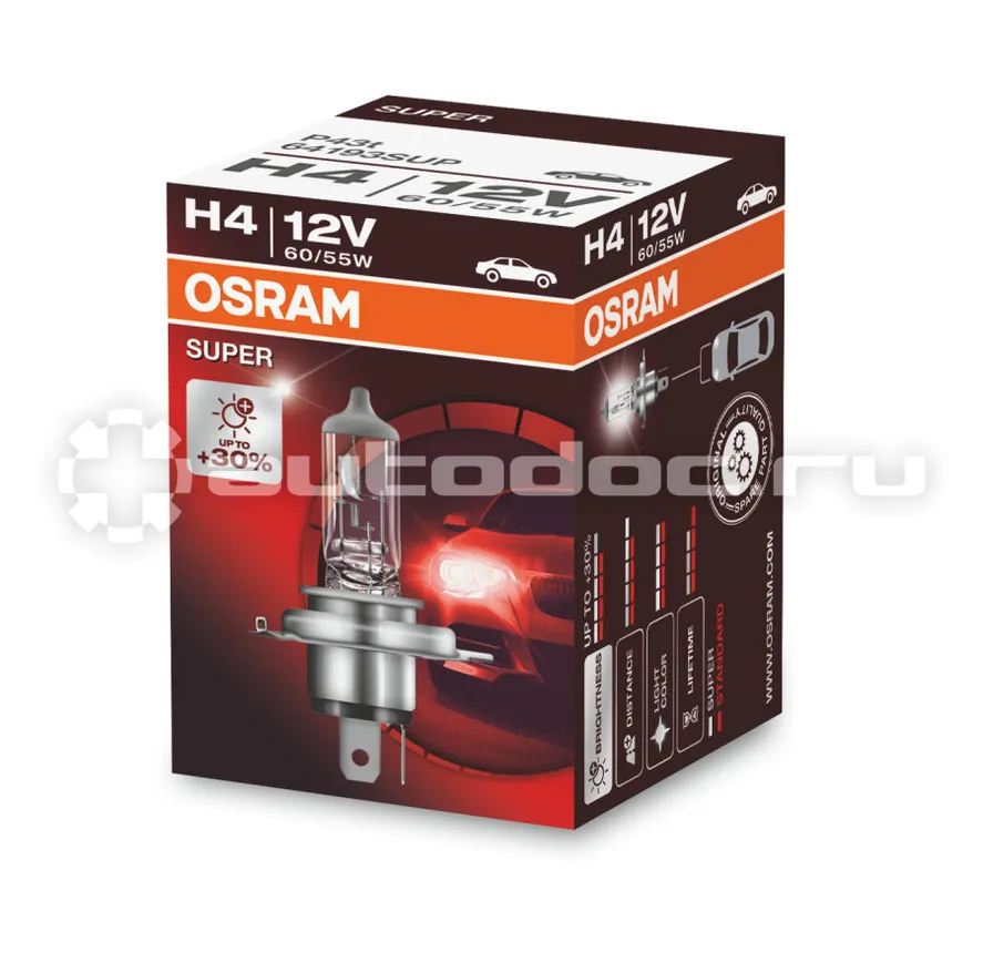 OSRAM Лампа галогенная H4 12V- 60 | 55W (P43t) Super