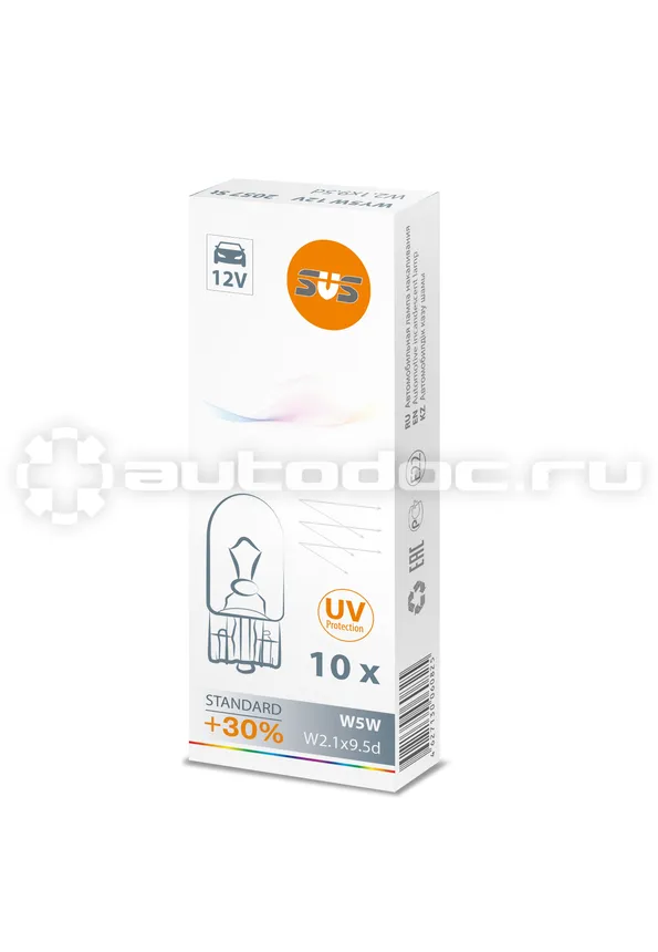SVS Лампа накаливания SVS 12V W5W W2.1х9.5d