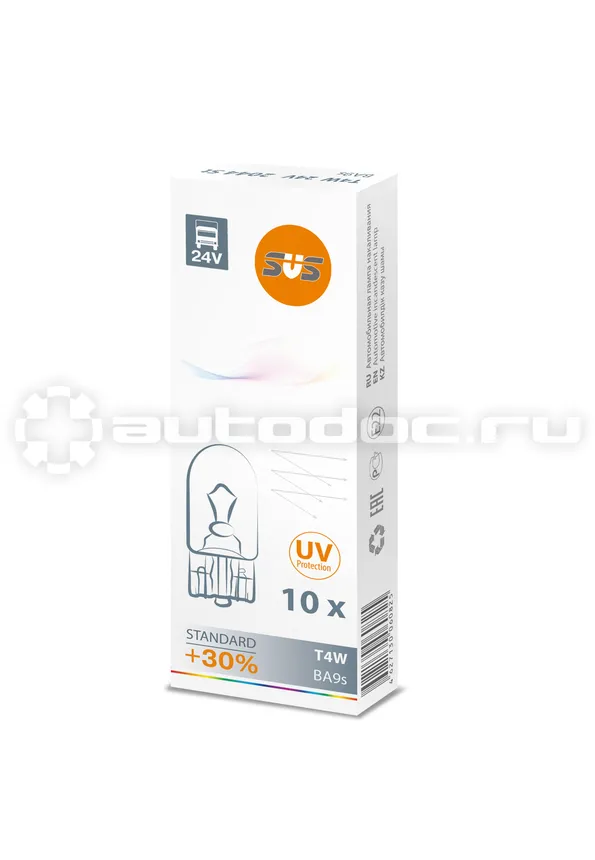 SVS Лампа накаливания SVS 24V T4W 4W BA9s