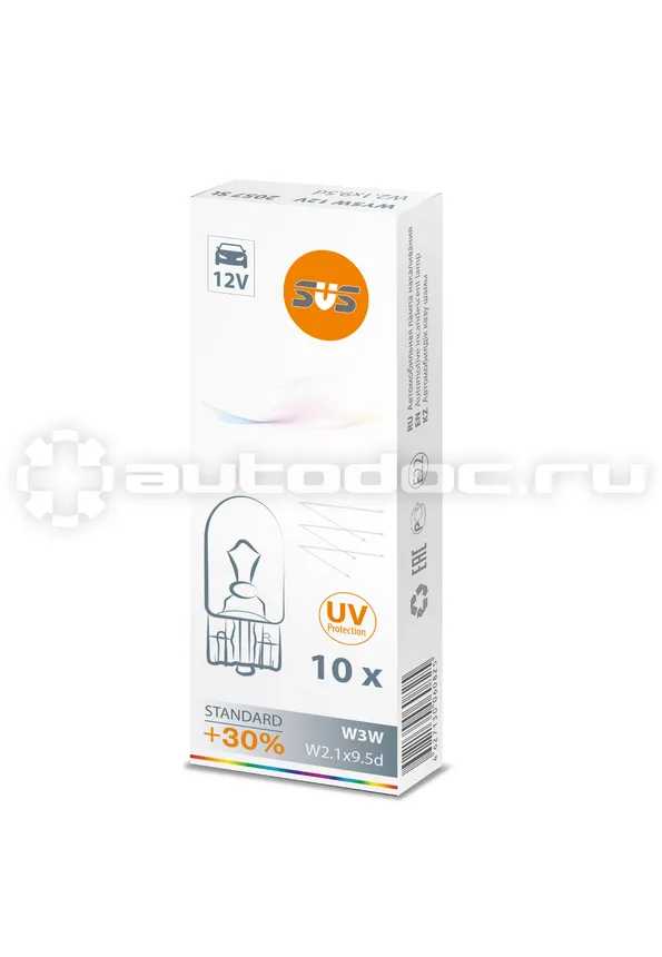 SVS Лампа накаливания SVS 12V W3W W2.1х9.5d