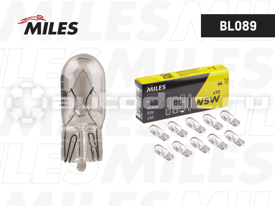 MILES Лампа накаливания W5W 12V 5W