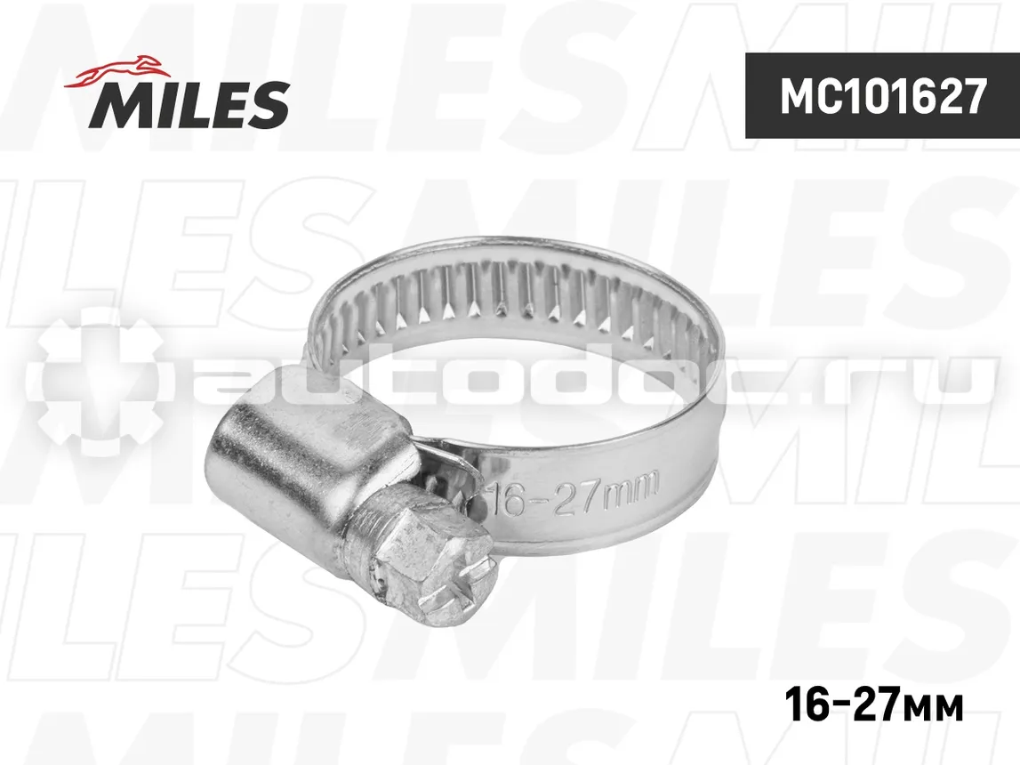 MILES Хомут 16-27/9 мм, червячный, нерж.