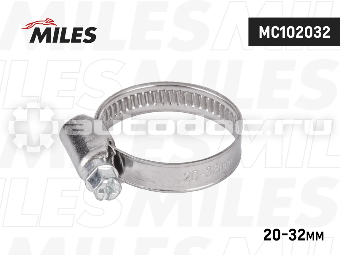 MILES Хомут 20-32/9 мм, червячный, нерж.