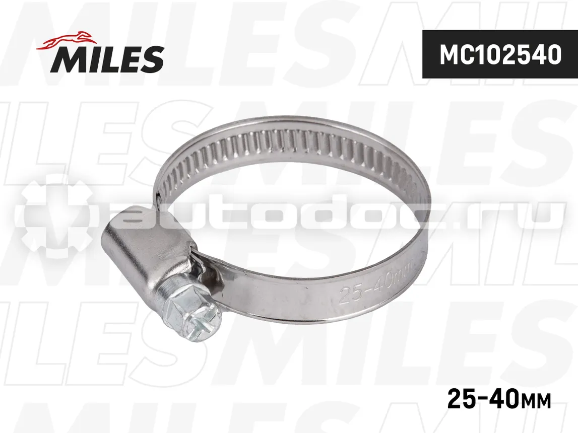 MILES Хомут 25-40/9 мм, червячный, нерж.