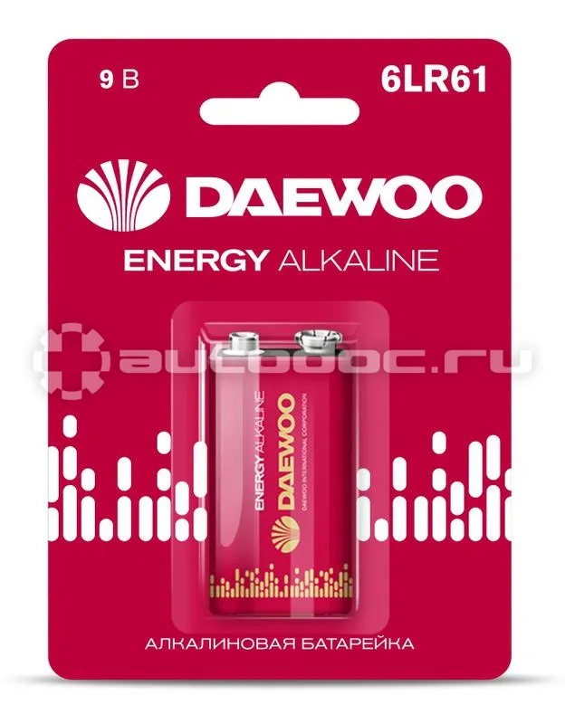 DAEWOO Элемент питания алкалиновый "крона" 6LR61 9В Energy Alkaline 2021 BL-1
