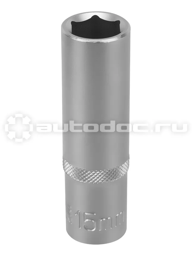 STELS Головка торцевая удлиненная, 15 мм, шестигранная, CrV, под квадрат 1 | 2