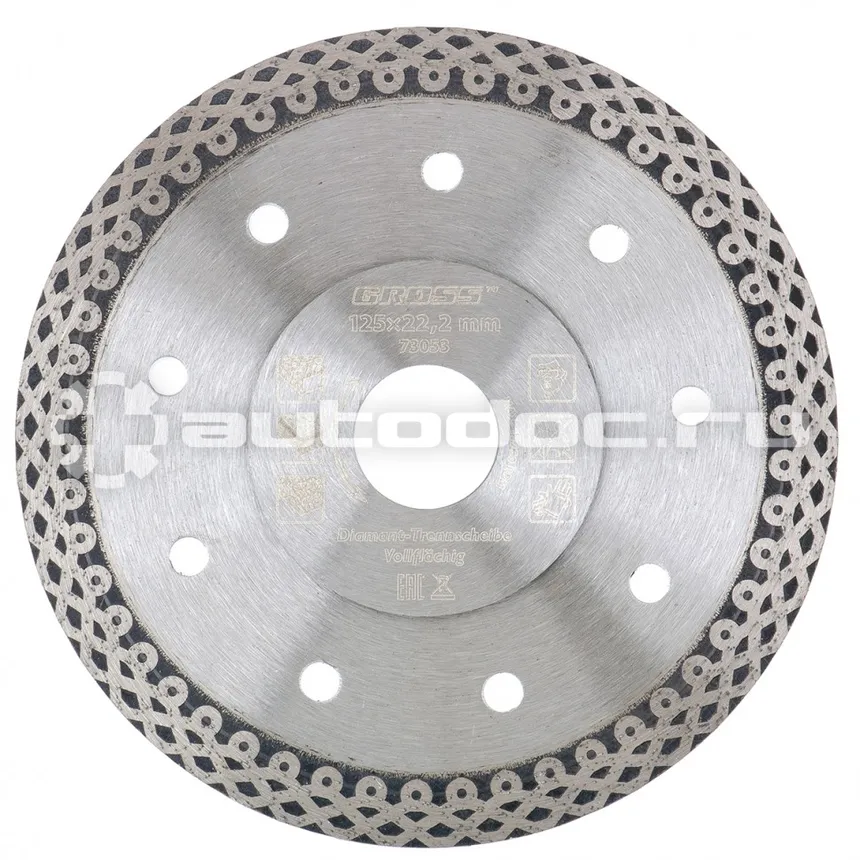 GROSS Диск алмазный, 125 х 22,2 мм, тонкий, сплошной (Jaguar), мокрая резка