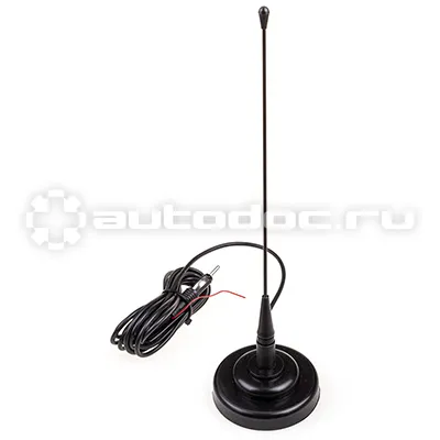 SKYWAY Антенна FM активная внутрисалонная на магните SW 25см штырь тонкий пластиковый корпус d8см кабель 3м Черный