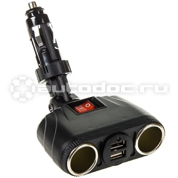 SKYWAY Разветвитель прикуривателя 2 гнезда + 2USB SKYWAY 3,1А