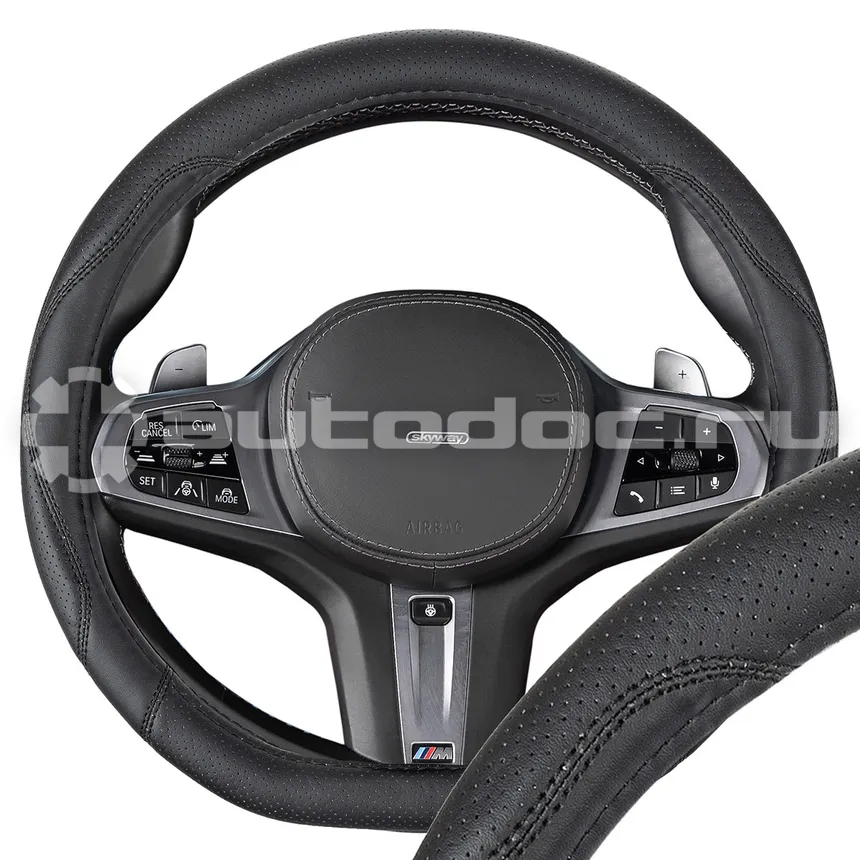 SKYWAY Оплетка D-тип экокожа M (37-39 см) Design Drift-6 Черная