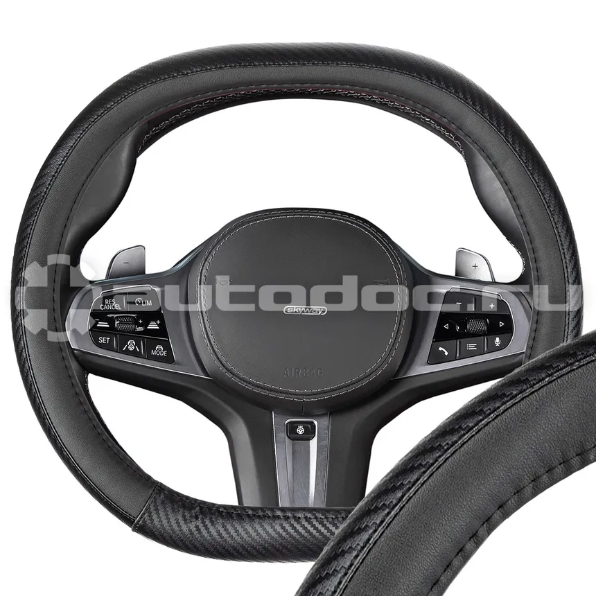 SKYWAY Оплетка 2D-тип экокожа S (35-37 см) Mix Dual-1 Черная