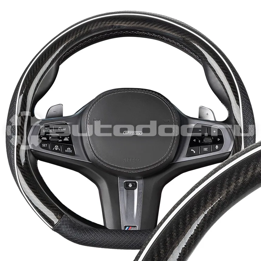 SKYWAY Оплетка D-тип экокожа/ПВХ M (37-39 см) Mix Drift-5 Черная/белая