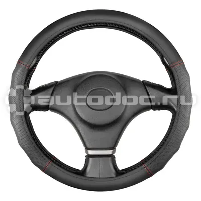 SKYWAY Оплетка кожаная M (37-39 см) Design Gorilla-5 Черная, красная строчка