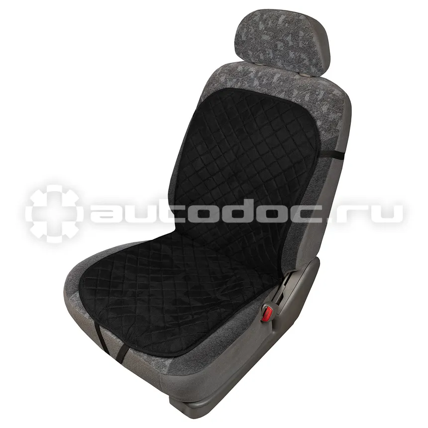 SKYWAY Накидка сиденья алькантара 96х43см Черная (строчка черная) 1 шт