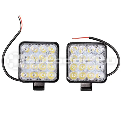 SKYWAY Фары светодиодные OFF ROAD 85*85мм квадратные 12V | 24V 48W 6000К компл 2 шт 16 диодов Дальний свет