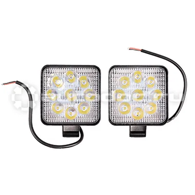 SKYWAY Фары светодиодные OFF ROAD 85*85мм квадр. 12V | 24V 27W 6000К компл 2 шт 9 диодов Дальний свет