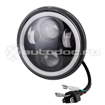 SKYWAY Фара светодиодная OFF ROAD 145*68мм круглая 12V | 30V 24W 6000К 8 диодов COMBO+ДХО