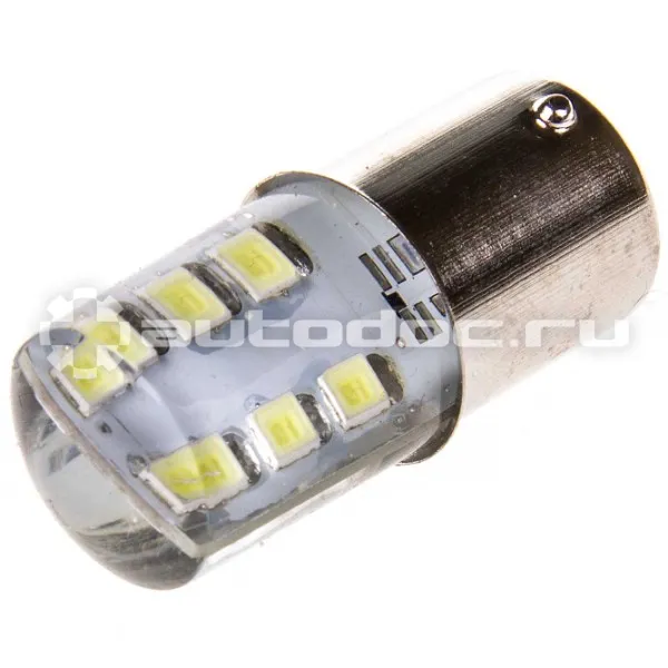 SKYWAY Автолампы S25 (P21W) 12V 12 SMD диодов Белая Габариты, стопы, поворот, задние противотум