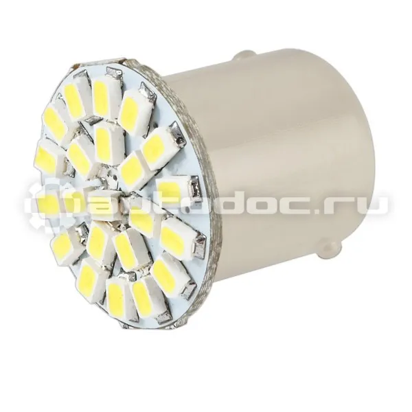 SKYWAY Автолампа диод S25 | 5(P21 | 5W) 12V 22 SMD диода с цоколем 2-контактная Белая Габариты-стопы min2