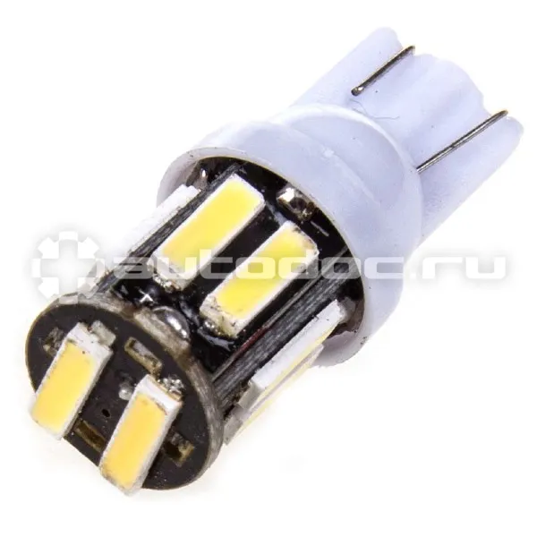 SKYWAY Автолампа диод T10 (W5W) 12V 10 SMD диодов без цоколя 1-конт Белая Салон, габариты, номер...