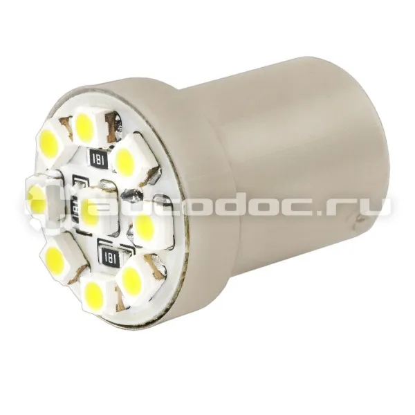 SKYWAY Лампы диод S25 (P21W) 12V 9 SMD диодов BA15s 1-конт Белая Противотуманные, стопы, задний ход, повороты min 2