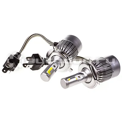 SKYWAY Лампы-LED (аналог ксенона) H4(C6) 12 | 24V 26W 6000K 4000Lm 2-конт комп.2 шт радиатор+вентилятор охл